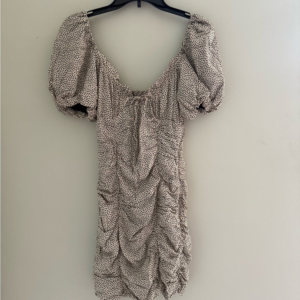 Zara Cream Mini Dress with Black Polka Dots